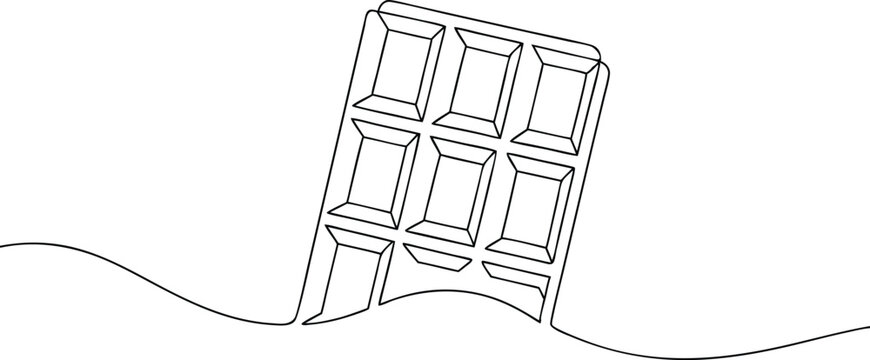continuous line drawing of a chocolate bar with abstract contour and elegant modern sketch style