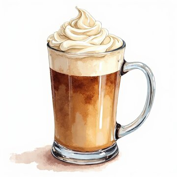coffee drink with whipped cream watercolor clip art preview