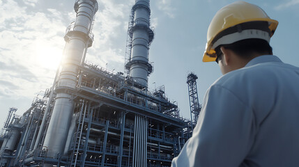 Energy plant supervisor managing crew during maintenance shutdown. Featuring team management