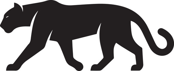 Black Panther Silhouette Vector Walking in Side Profile

