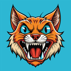 Obraz premium Angry cartoon cat head