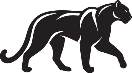 Black Panther Silhouette Vector Walking in Side Profile

