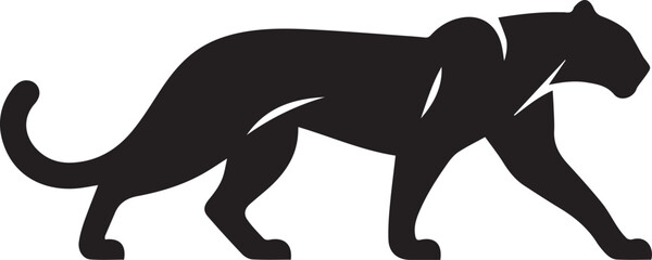 Black Panther Silhouette Vector Walking in Side Profile

