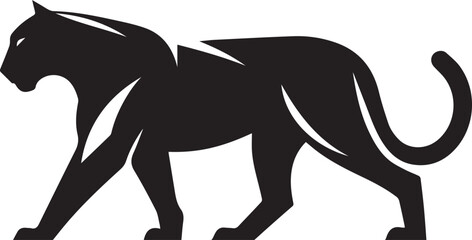 Black Panther Silhouette Vector Walking in Side Profile

