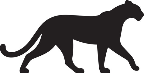 Black Panther Silhouette Vector Walking in Side Profile

