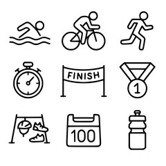 triathlon icon set