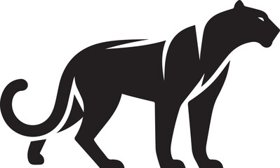 Obraz premium Black Panther Silhouette Vector Walking in Side Profile