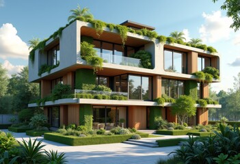 Fototapeta premium eco friendly green building materials natural light exposure sustainable design integration energy efficiency, architecture, windows, solar, aesthetics