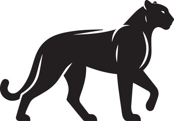 Black Panther Silhouette Vector Walking in Side Profile

