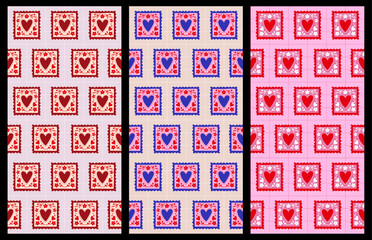 love heart stamps background wallpaper stories backdrop seamless pattern valentines day vector