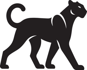 Black Panther Silhouette Vector Walking in Side Profile

