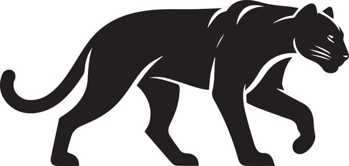 Black Panther Silhouette Vector Walking in Side Profile

