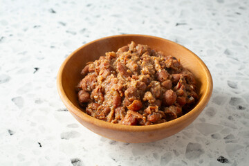 A view of a bowl of ful medames.
