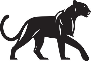Black Panther Silhouette Vector Walking in Side Profile

