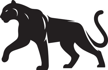 Black Panther Silhouette Vector Walking in Side Profile

