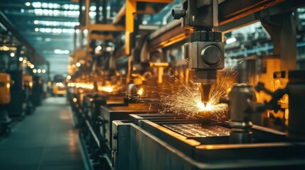 Industrial Laser Cutting Process in Modern Manufacturing Facility