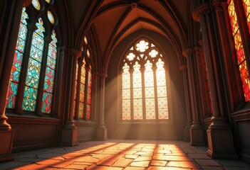 intricate stained glass windows historic cathedral unique patterns colors light art architecture, purple, blue, red, detail, design, ornate, spiritual, frame