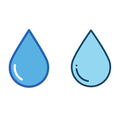 Water Drop Icons Blue and Light Blue Teardrop Shapes for Design
