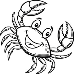 Smiling Cartoon Crab Illustration with Playful Expression and Raised Claws

