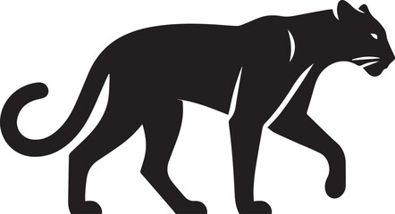 Black Panther Silhouette Vector Walking in Side Profile

