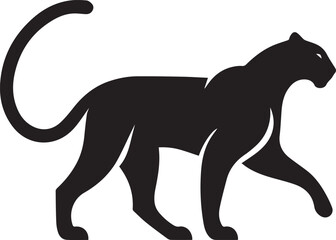 Black Panther Silhouette Vector Walking in Side Profile

