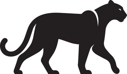 Black Panther Silhouette Vector Walking in Side Profile

