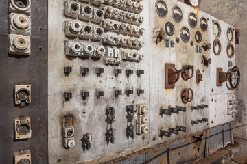 Electric switchboard in an old abandoned herring processing plant in northwestern Iceland