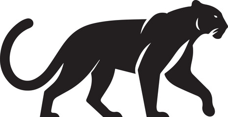Black Panther Silhouette Vector Walking in Side Profile

