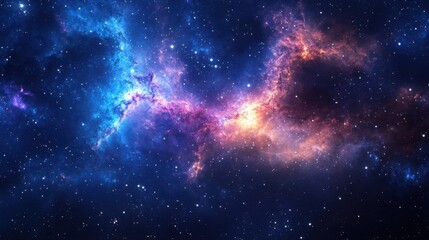 Vibrant Cosmic Nebula with Stars and Colorful Gas Clouds in Space