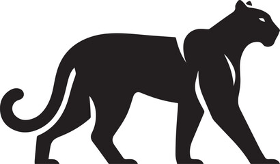 Black Panther Silhouette Vector Walking in Side Profile

