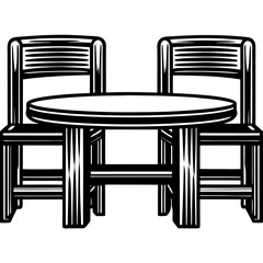 Fototapeta premium Table and chairs silhouette vector design