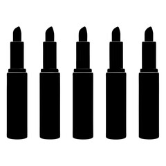 Obraz premium Five lipstick tubes in a row silhouette