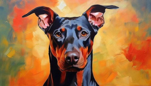 &Ouml;lgem&auml;lde Dobermann