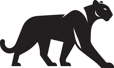 Fototapeta premium Black Panther Silhouette Vector Walking in Side Profile
