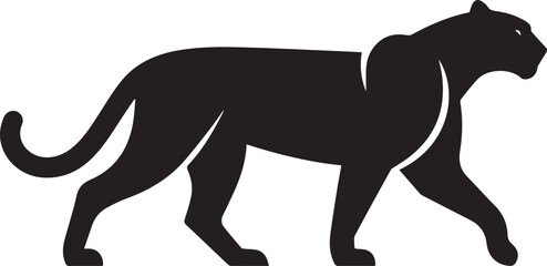 Black Panther Silhouette Vector Walking in Side Profile

