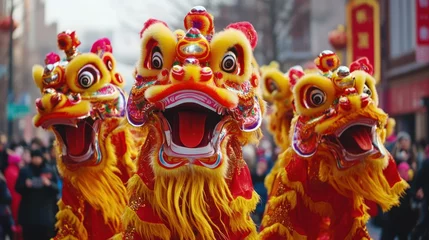 Handdoek met foto Carnaval A magnificent Chinese New Year parade with dragon and lion dancers --ar 16:9 --v 6.1 Job ID: c8461139-0c82-4bc7-89d8-2e2cec2749d4  © Affan