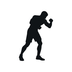Boxer Shadow Illustration On White Background In Aggressive Stance Ready For Combat Fitness And Sport Training Graphic Image
