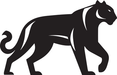 Black Panther Silhouette Vector Walking in Side Profile

