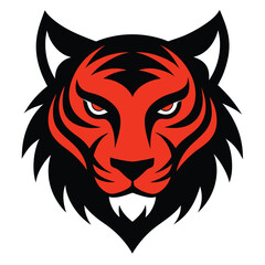 Tiger Head Silhouette Vector – Wild Animal Face Outline in Black