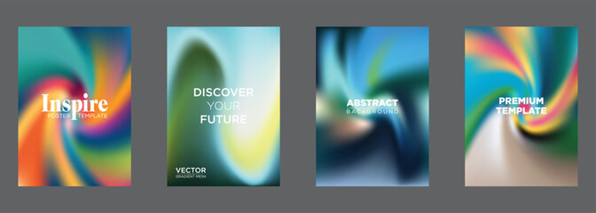 Vibrant Gradient Mesh Poster Templates Abstract Backgrounds, Premium Design
