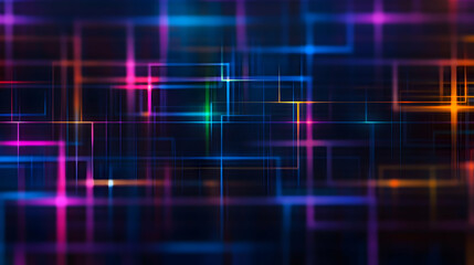 Fototapeta premium Vibrant abstract light patterns in dark space.