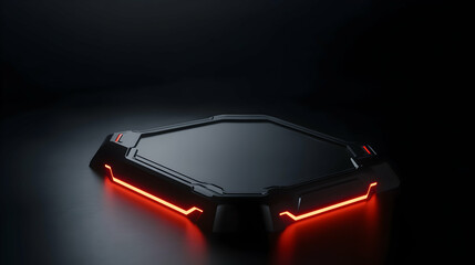 Futuristic platform with glowing edges.