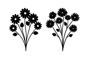 Obraz premium Chamomile flower Silhouette vector bundle 