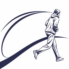 Minimalist Blue Line Curve on White Space