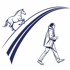 Minimalist Blue Line Curve on White Space