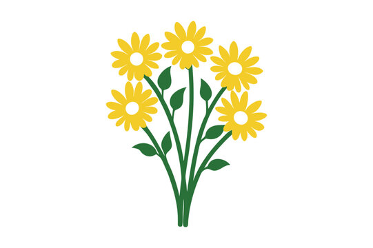 yellow flowers bouquet green stems white background clip art preview