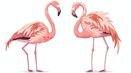 Obraz premium Charming Flamingo Character: Long Legs, Bird Vector Illustration. Perfect for kids' books, greeting 