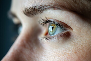 Tired woman's eyes closeup studio photo