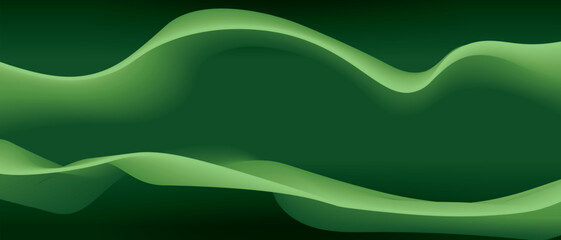 Abstract green background with light green gradient and waves. Vector illustration of background.