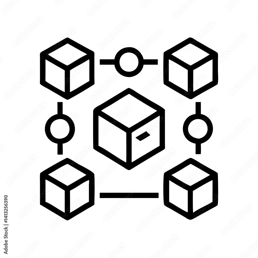 Poster blockchain network technology distributed ledger system decentralization blocks nodes connections